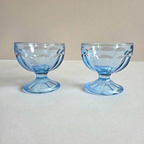 Light blue glass ice cream or sherbet footed glasses/bowls. - Picture 1 of 5